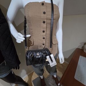 Nine West Foster Mini Black Sparkly Quilted Shoulder Bag NWT